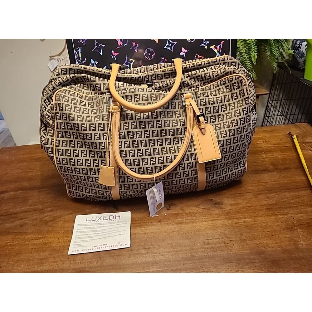 Fendi XL Brown Monogram FF Zucca Duffle Bag With Lock And Key